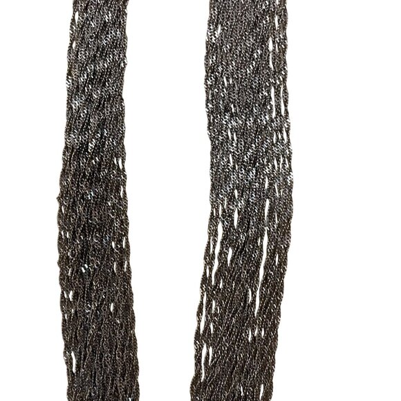 Multi-Strand Metallic Silver Beaded Necklace With Magnetic Clasp 32" - Picture 2 of 5